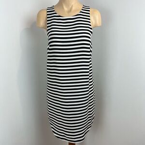 H&M Women’s U.S. 6 Black White Striped Sleeveless Midi Dress Casual Basic Summer